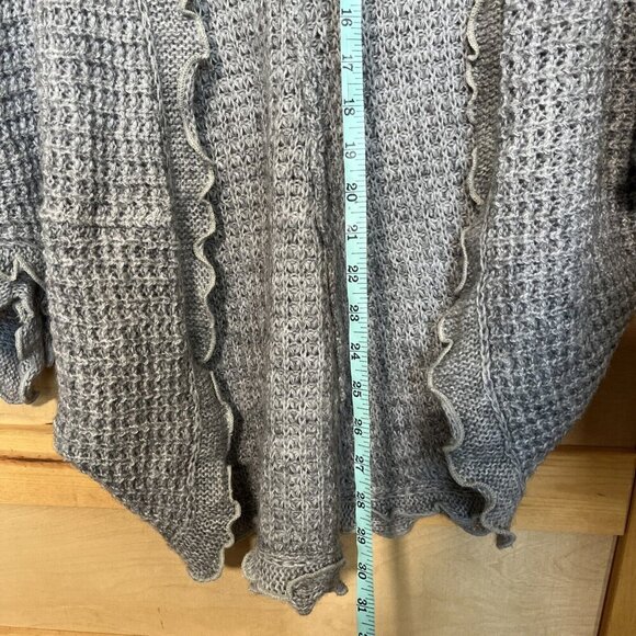 Moth Womens Small Cocoon Ruffle Cardigan Flutter Sleeve Boho Waffle Knit Sweater - Picture 3 of 5